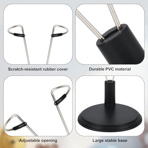 Tinoaly 6-Pack Adjustable Doll Display Stands for 4-8 Inch Dolls, White & Black Plastic and Steel