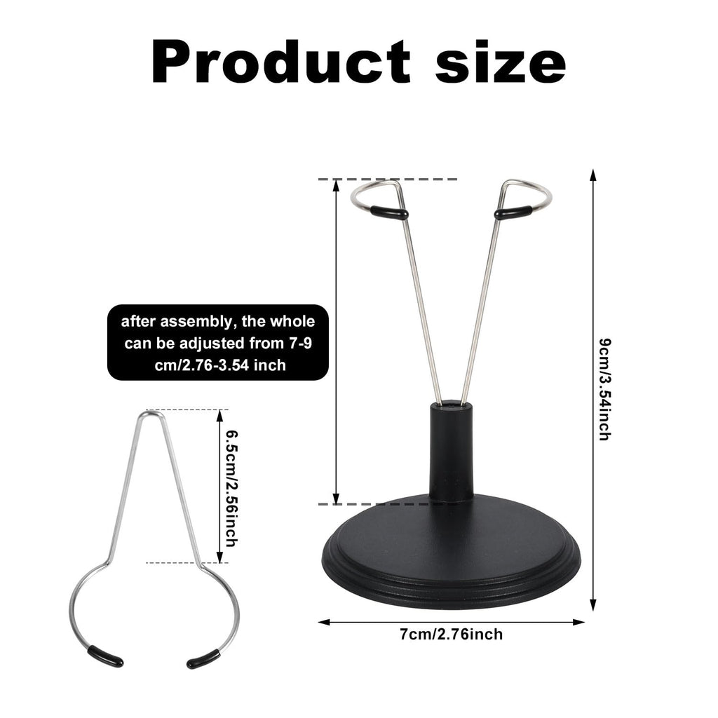 Tinoaly 6-Pack Adjustable Doll Display Stands for 4-8 Inch Dolls, White & Black Plastic and Steel