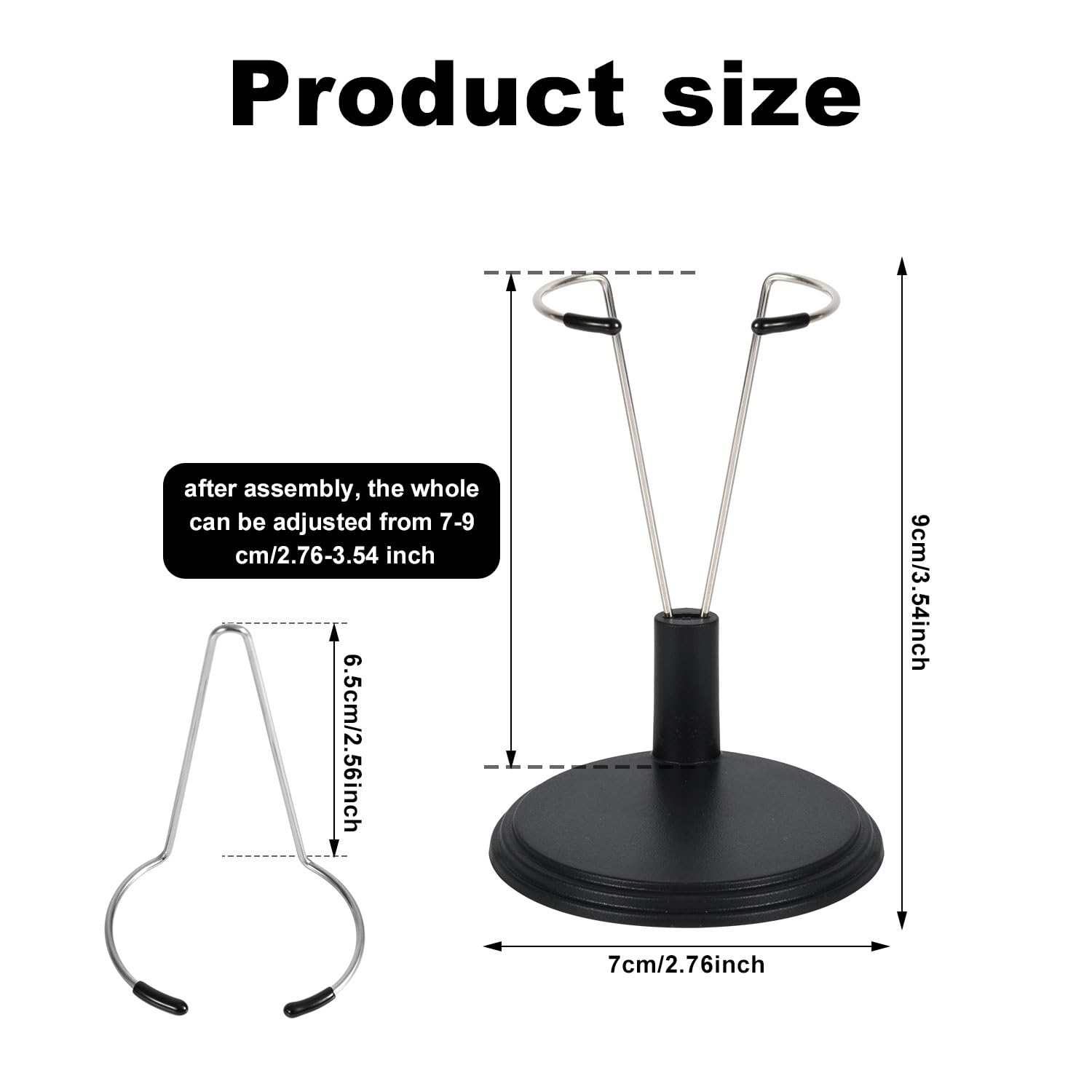 Tinoaly 6-Pack Adjustable Doll Display Stands for 4-8 Inch Dolls, White & Black Plastic and Steel