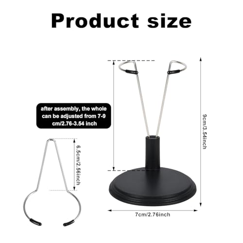 Tinoaly 6-Pack Adjustable Doll Display Stands for 4-8 Inch Dolls, White & Black Plastic and Steel