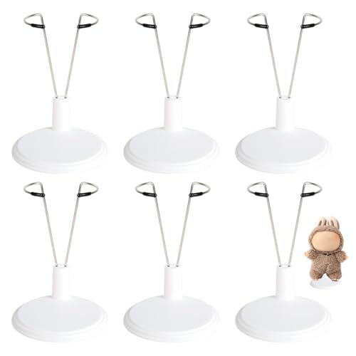 Tinoaly 6-Pack White Doll Stands – Adjustable Display Holder for 4-8 Inch Figures