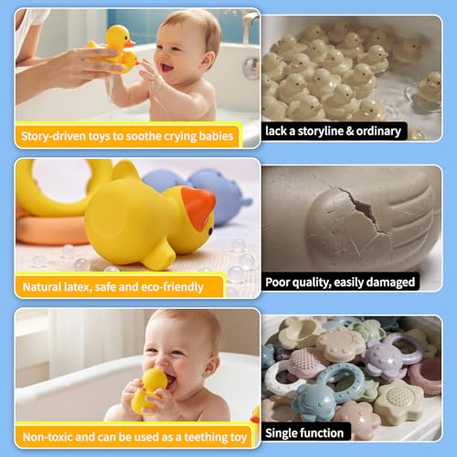 Tiny Marvels Baby Bath Toys – Mold-Free, BPA-Free, No-Hole Design for Ages 6 Months+