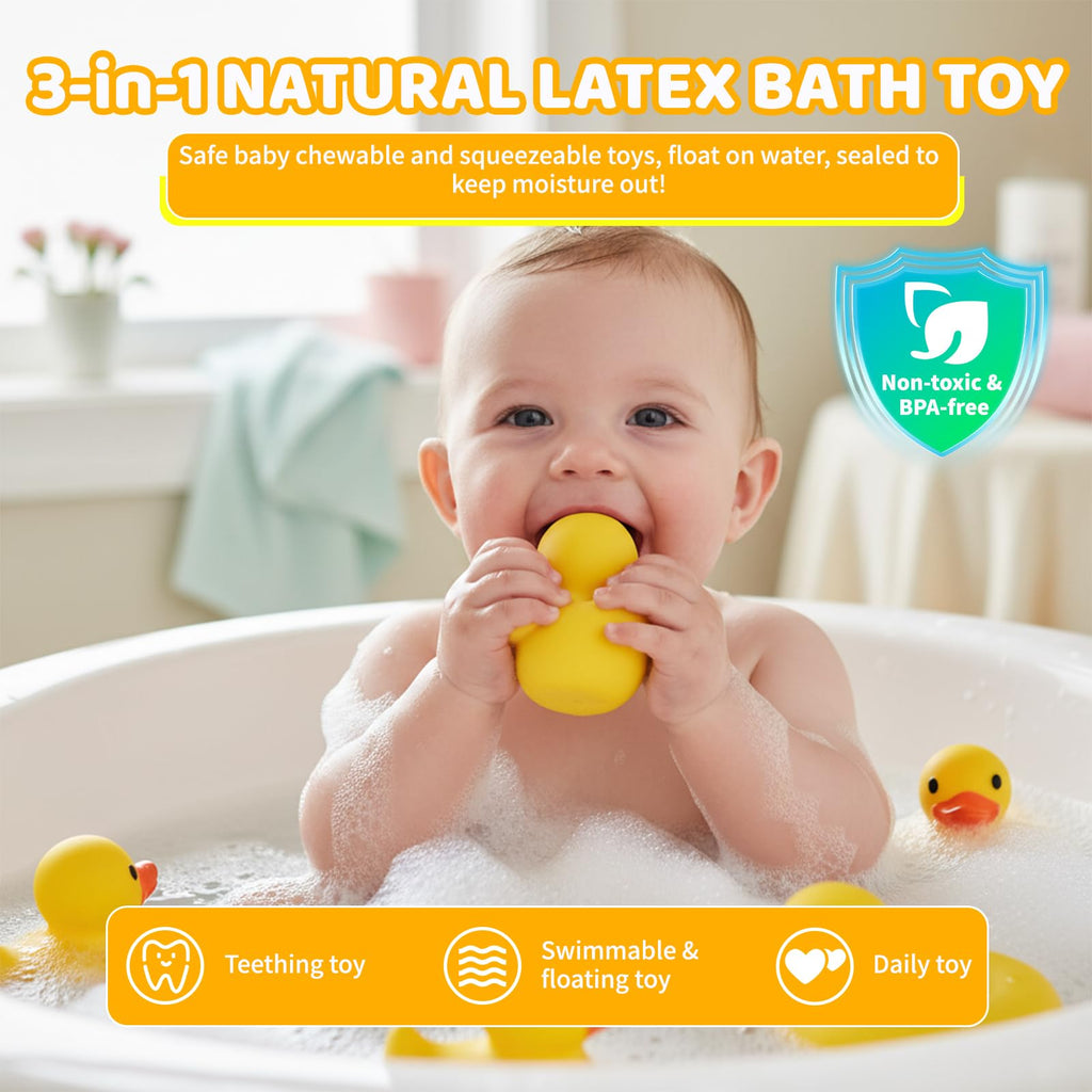 Tiny Marvels Baby Bath Toys – Mold-Free, BPA-Free, No-Hole Design for Ages 6 Months+
