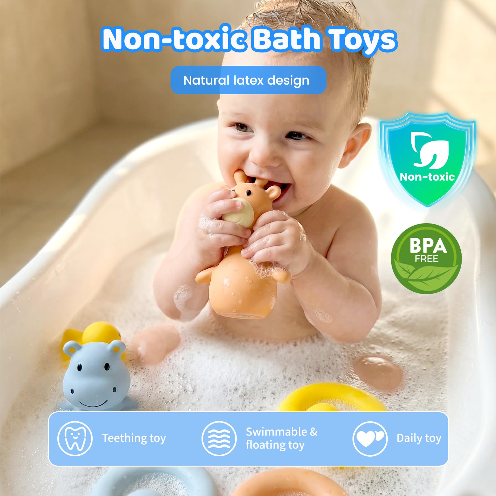 Tiny Marvels Mold-Free Baby Bath Toys – BPA-Free Floating Toys for 6 Months+