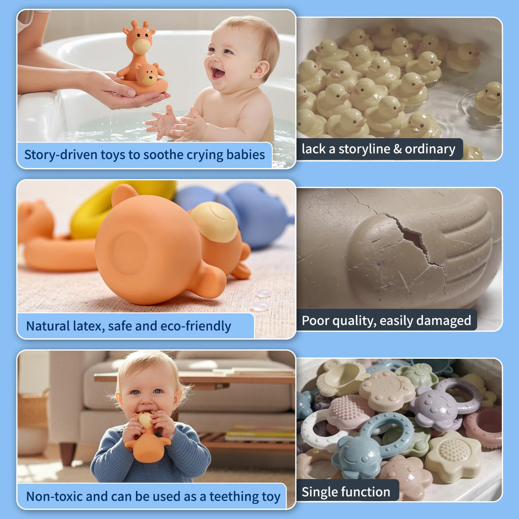 Tiny Marvels Mold-Free Baby Bath Toys – BPA-Free Floating Toys for 6 Months+