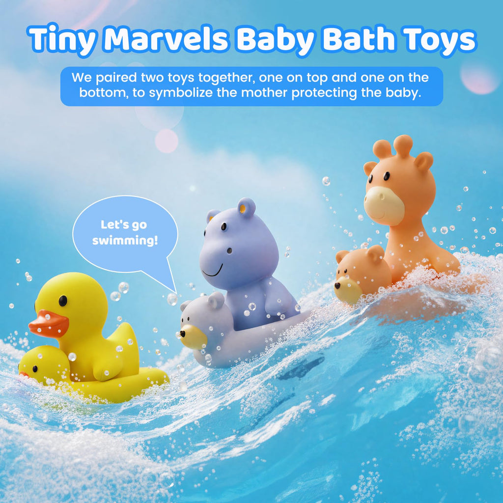 Tiny Marvels Mold-Free Baby Bath Toys – Sealed No-Hole Design for Safe, BPA-Free Water Play
