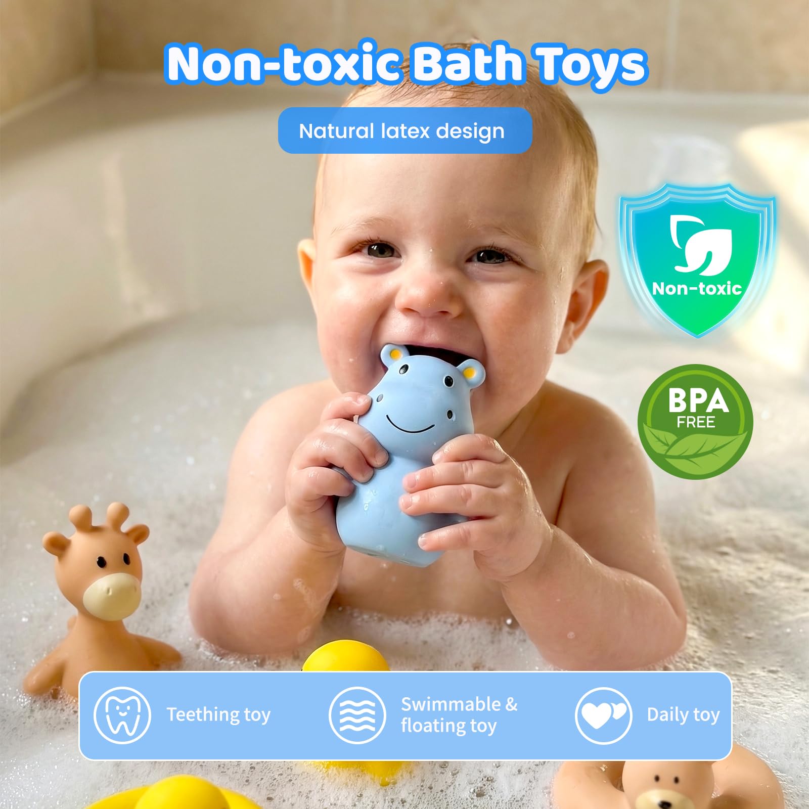 Tiny Marvels Mold-Free Baby Bath Toys – Sealed No-Hole Design for Safe, BPA-Free Water Play