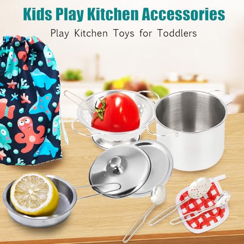 Tiny Stainless Steel Pretend Play Kitchen Set for Toddlers | Rupnoflbui