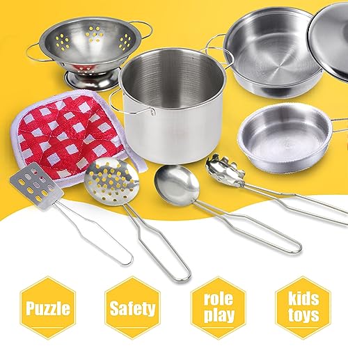 Tiny Stainless Steel Pretend Play Kitchen Set for Toddlers | Rupnoflbui