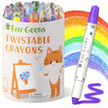 TinyGeeks 24 Twistable Crayons - Non Toxic, Washable, Easy Grip for Toddlers Ages 3-8
