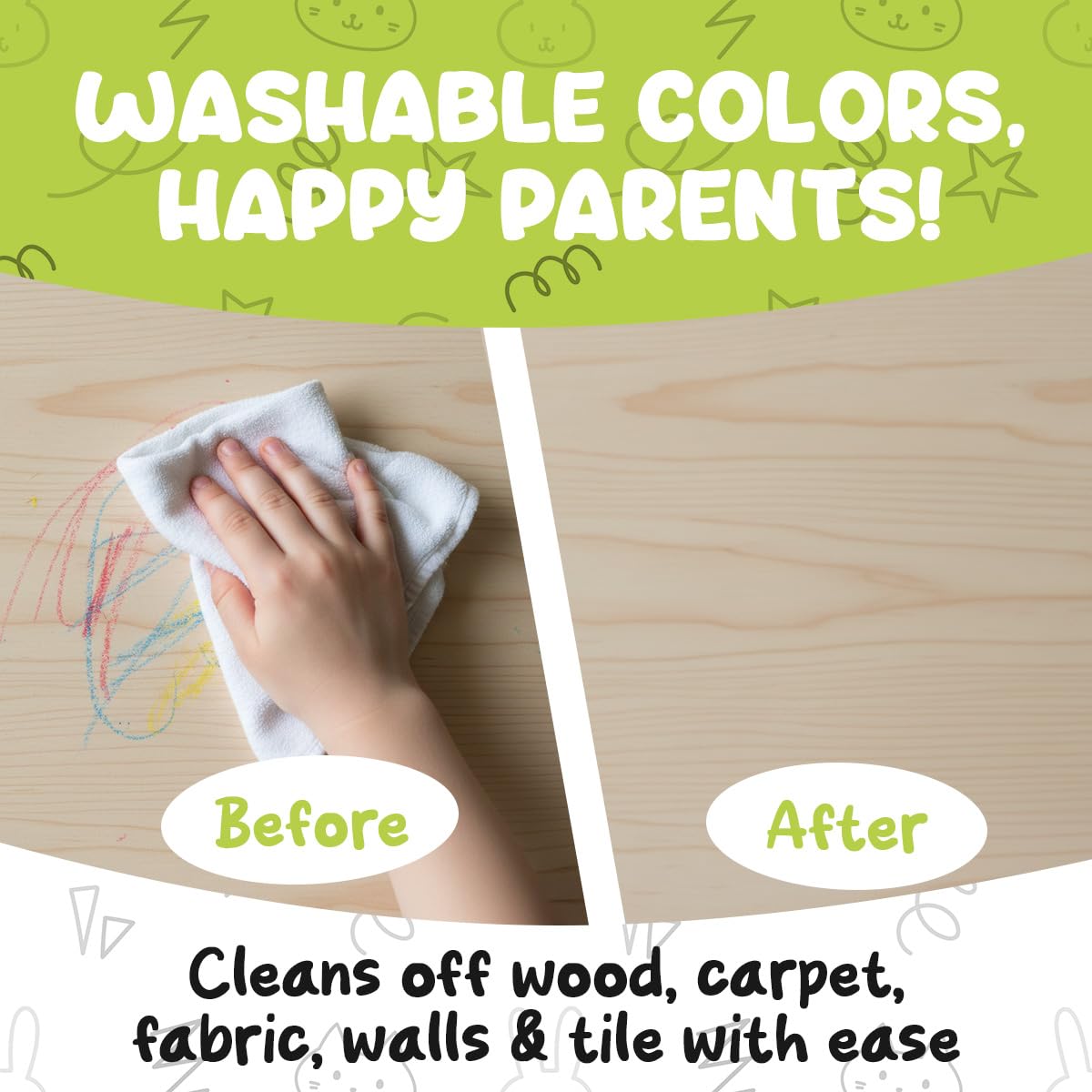 TinyGeeks Jumbo Crayons for Toddlers 3-8 – 18 Non-Toxic, Washable Crayons with Coloring Sheets