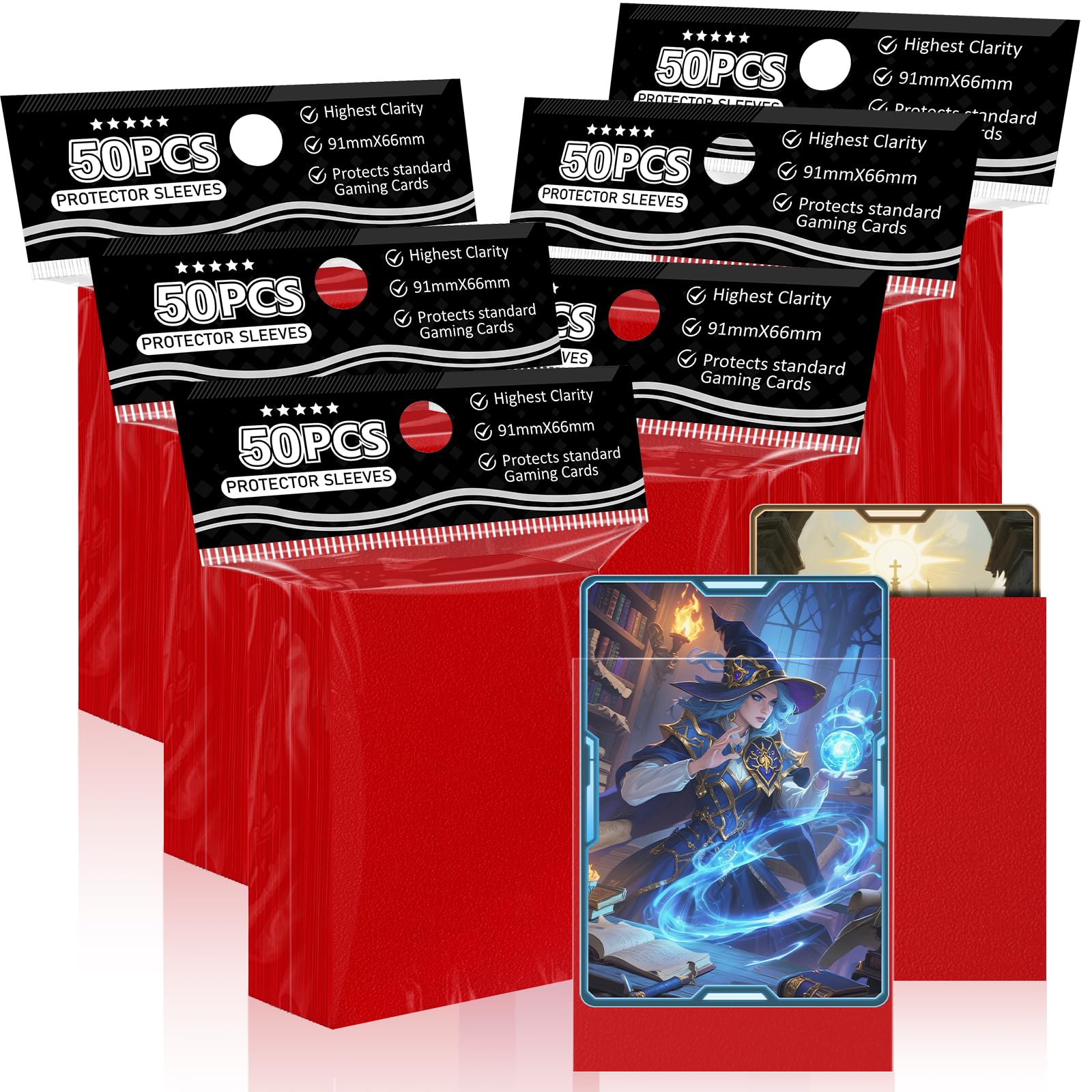 TiopLior 300 Red Matte Card Sleeves - Perfect Fit for TCG, Sports & K-Pop Photocards
