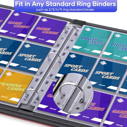 TiopLior 60-Pack 9-Pocket Double-Sided Card Sleeves for 3-Ring Binder – Holds 1080 Cards, Clear Polypropylene