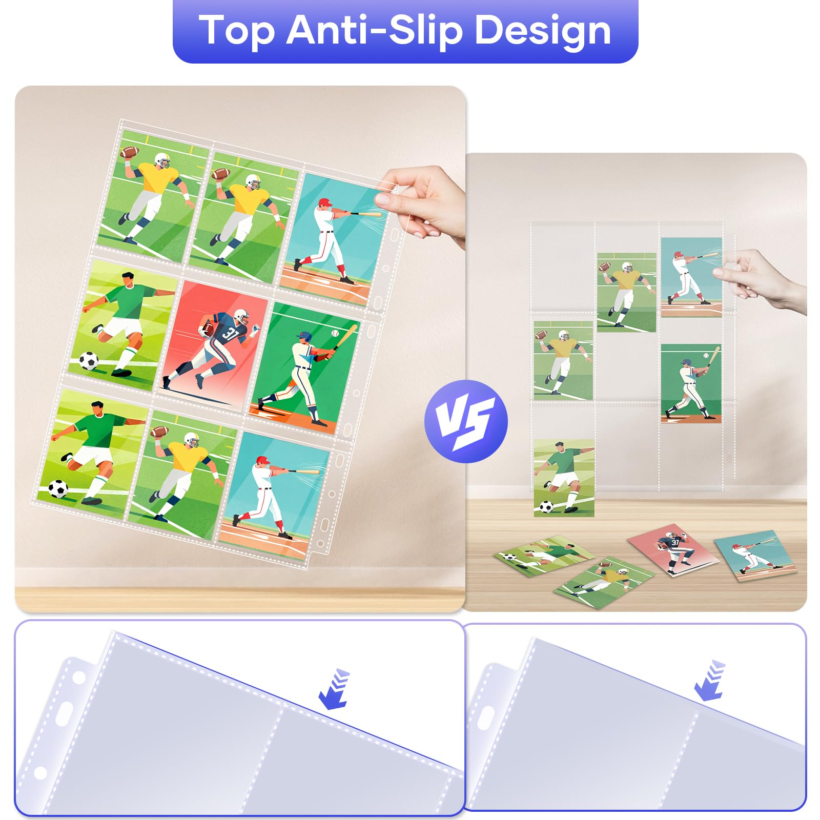 TiopLior 60-Pack 9-Pocket Double-Sided Card Sleeves for 3-Ring Binder – Holds 1080 Cards, Clear Polypropylene