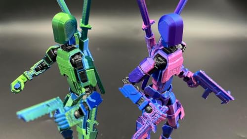 Titan 13 Action Figure Set - 2 Pre-Assembled 3D Printed Multi-Jointed Robots, Red Blue Knight, by SANSGOUP