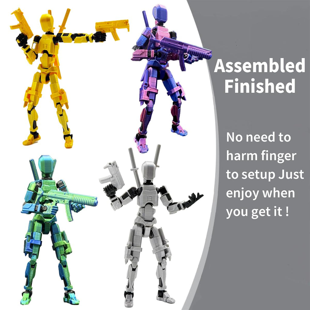 Titan 13 Action Figure Set - 2 Pre-Assembled 3D Printed Multi-Jointed Robots, Red Blue Knight, by SANSGOUP