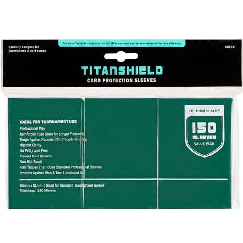 TitanShield 150-Pack Green Standard Card Sleeves (66x91mm) – Dual-Textured, 100-Micron Protection for TCG