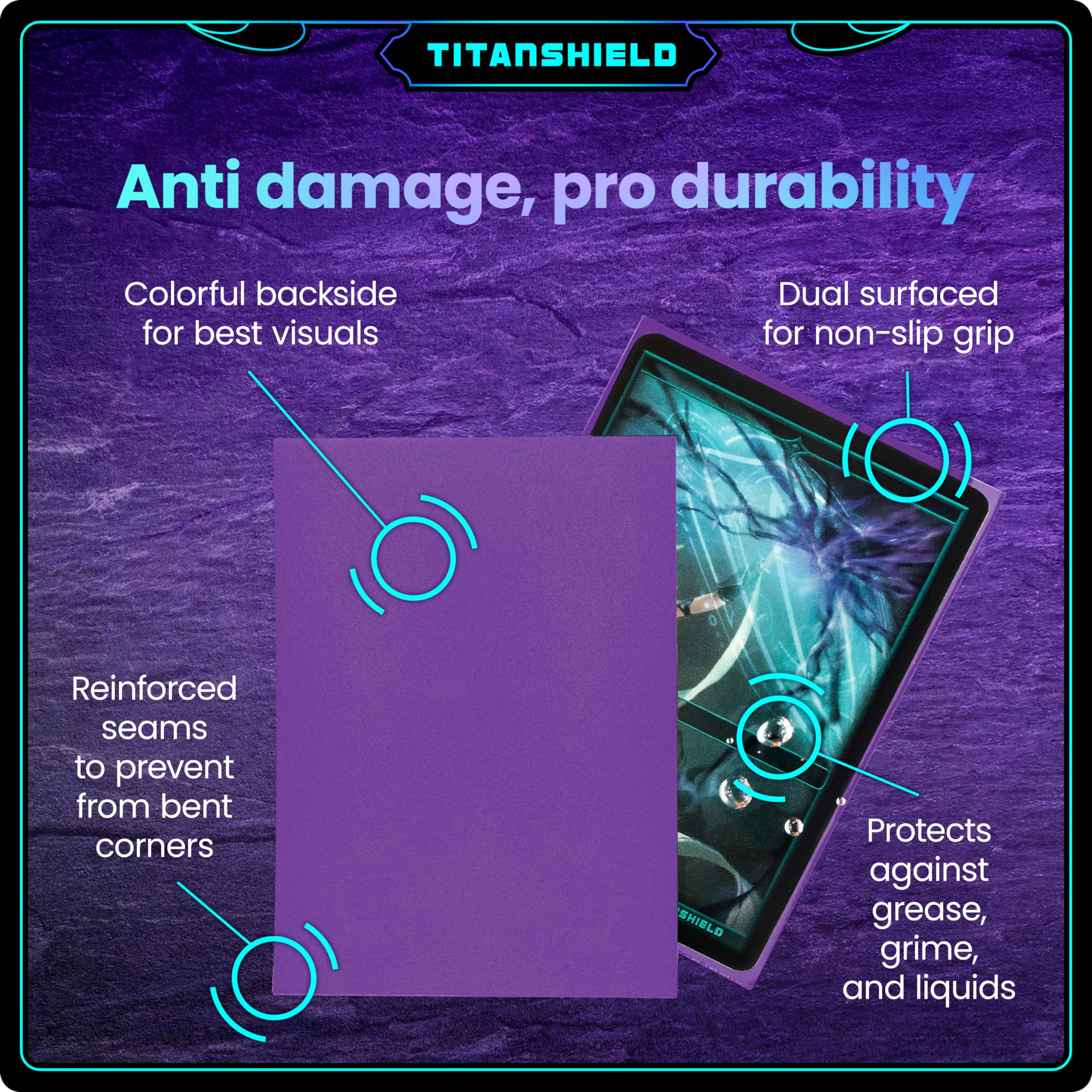 TitanShield 66x91mm Premium Card Sleeves – 150 Pack, Purple, Archival-Grade Polypropylene for MTG, Pokemon, Lorcana
