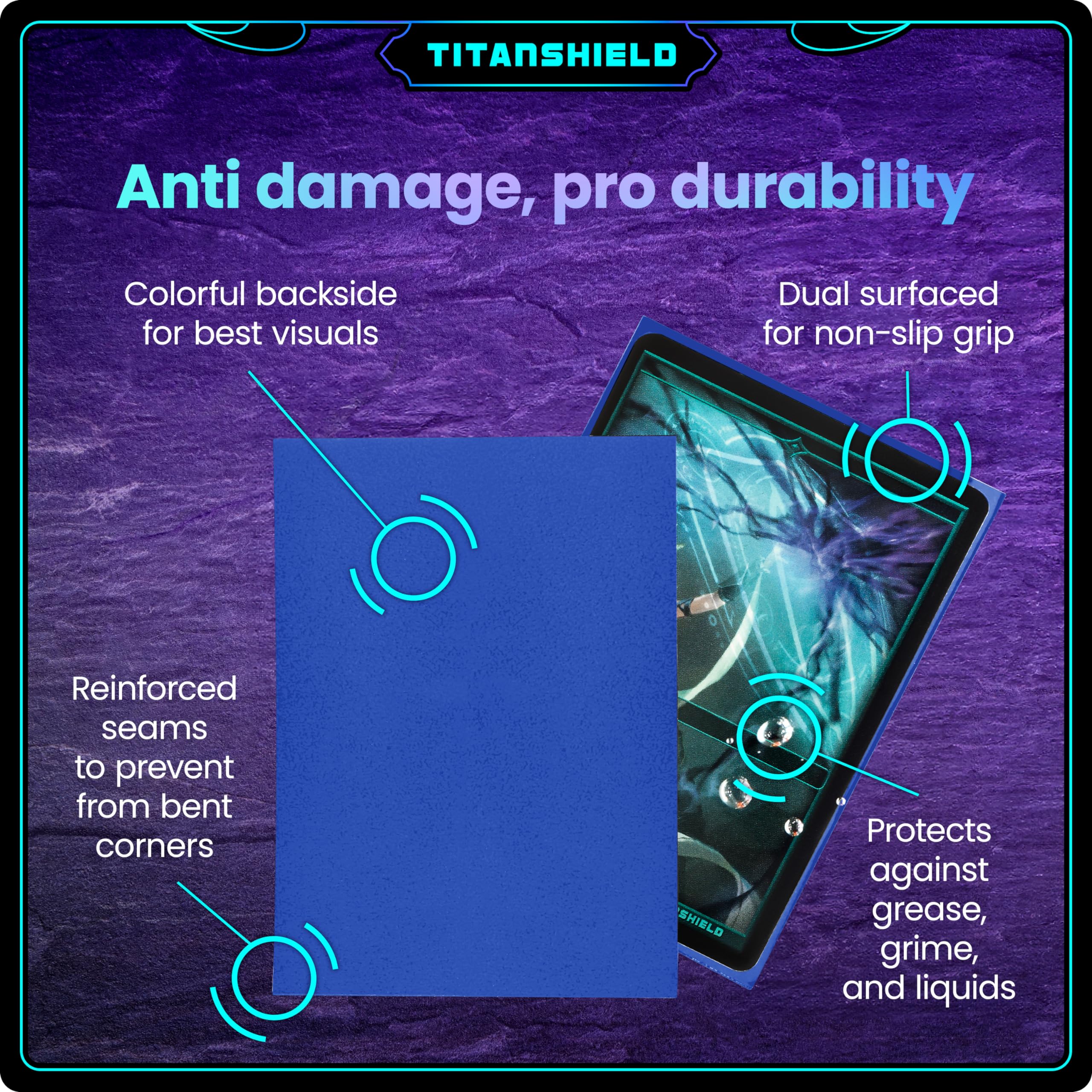 TitanShield Blue Card Sleeves (150 Pack) - Standard 66x91mm for TCG