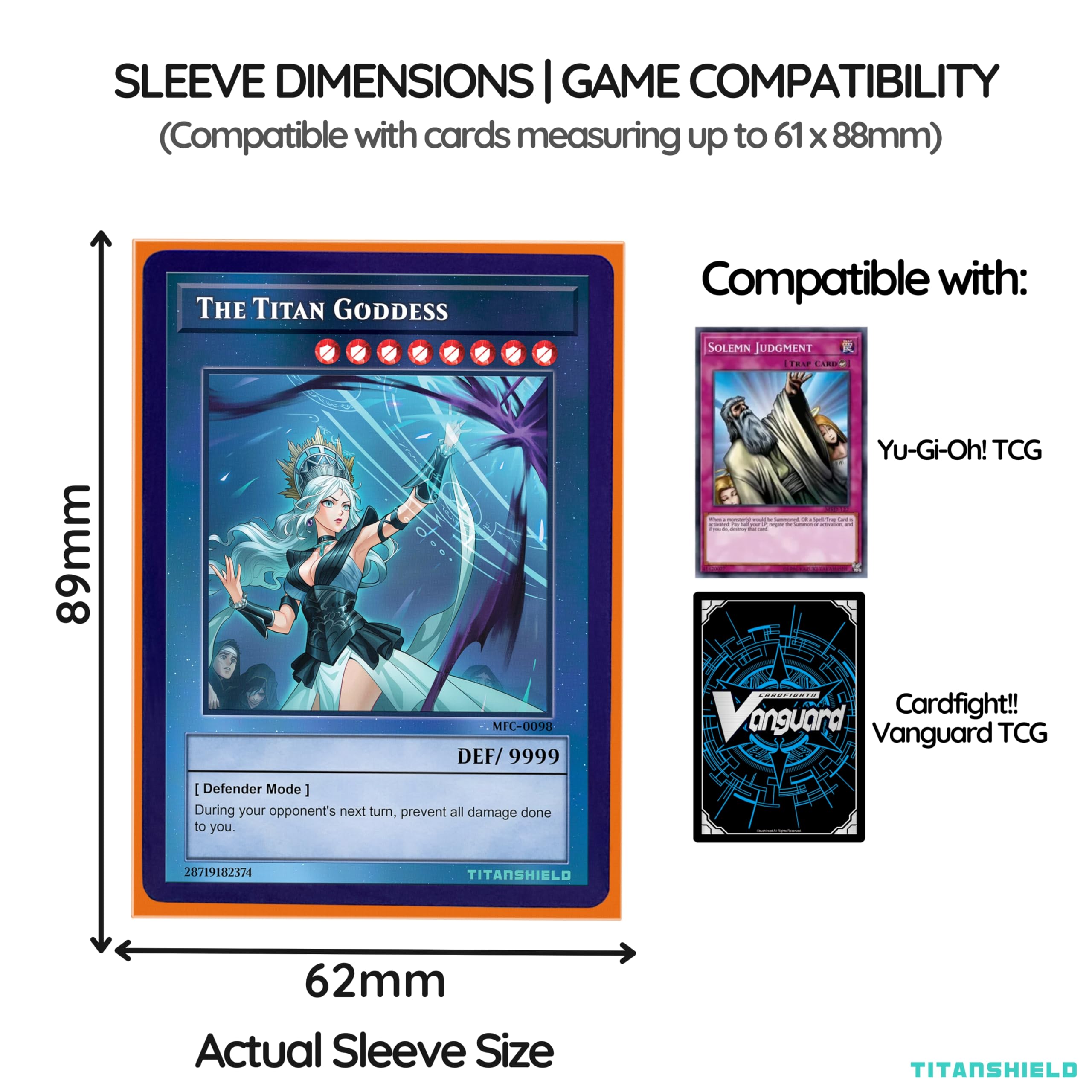 TitanShield Ember Orange 150 Sleeves – Small Japanese Size Deck Protector for Yu-Gi-Oh & Vanguard
