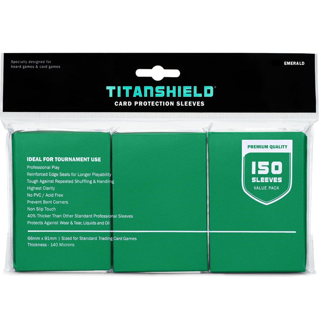 TitanShield Premium Card Sleeves - Standard 66x91mm, Emerald, 150 Pack