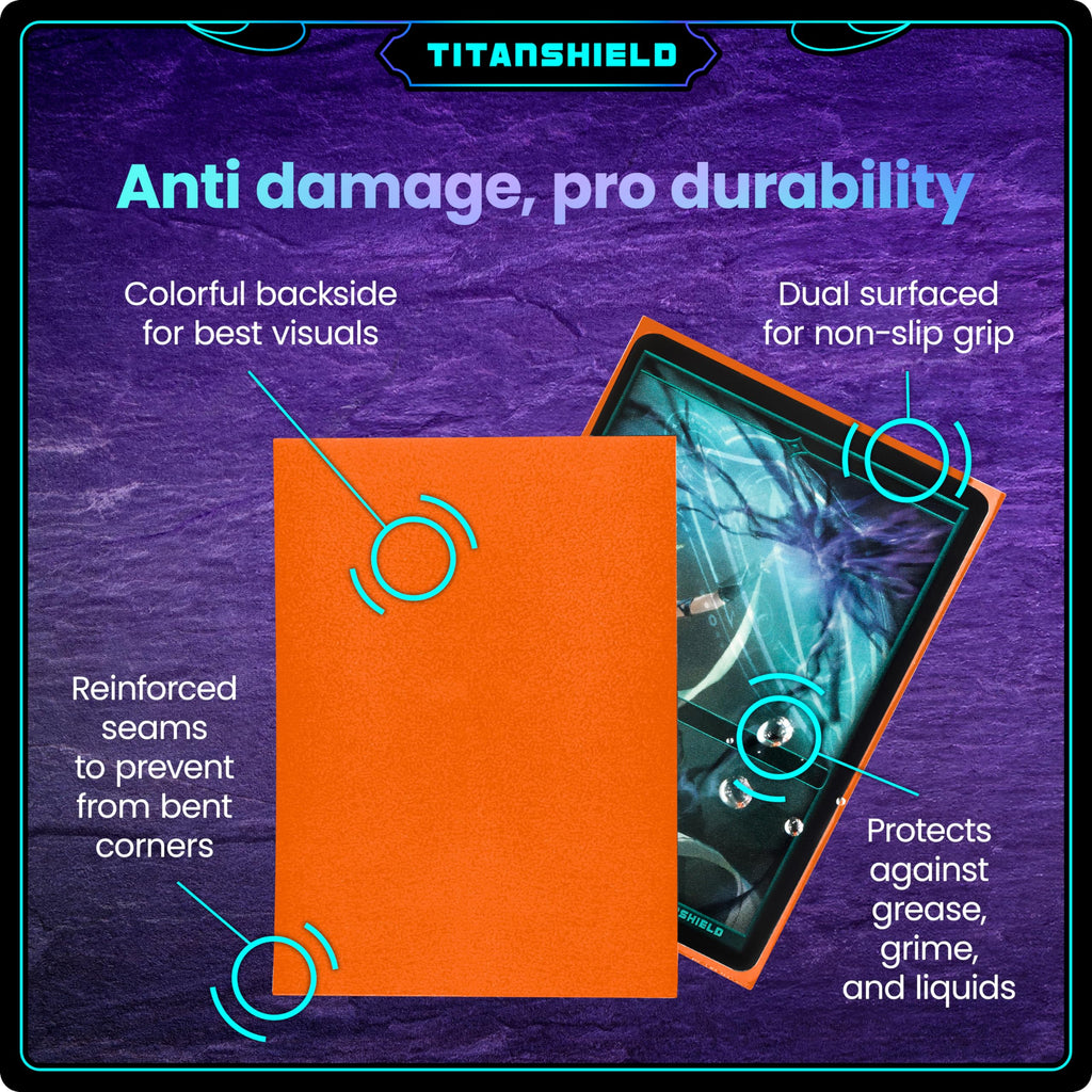 TitanShield Premium Card Sleeves (Ember Orange, Standard 66x91mm, 150-Pack) – Dual-Textured Matte Back & Glossy Front