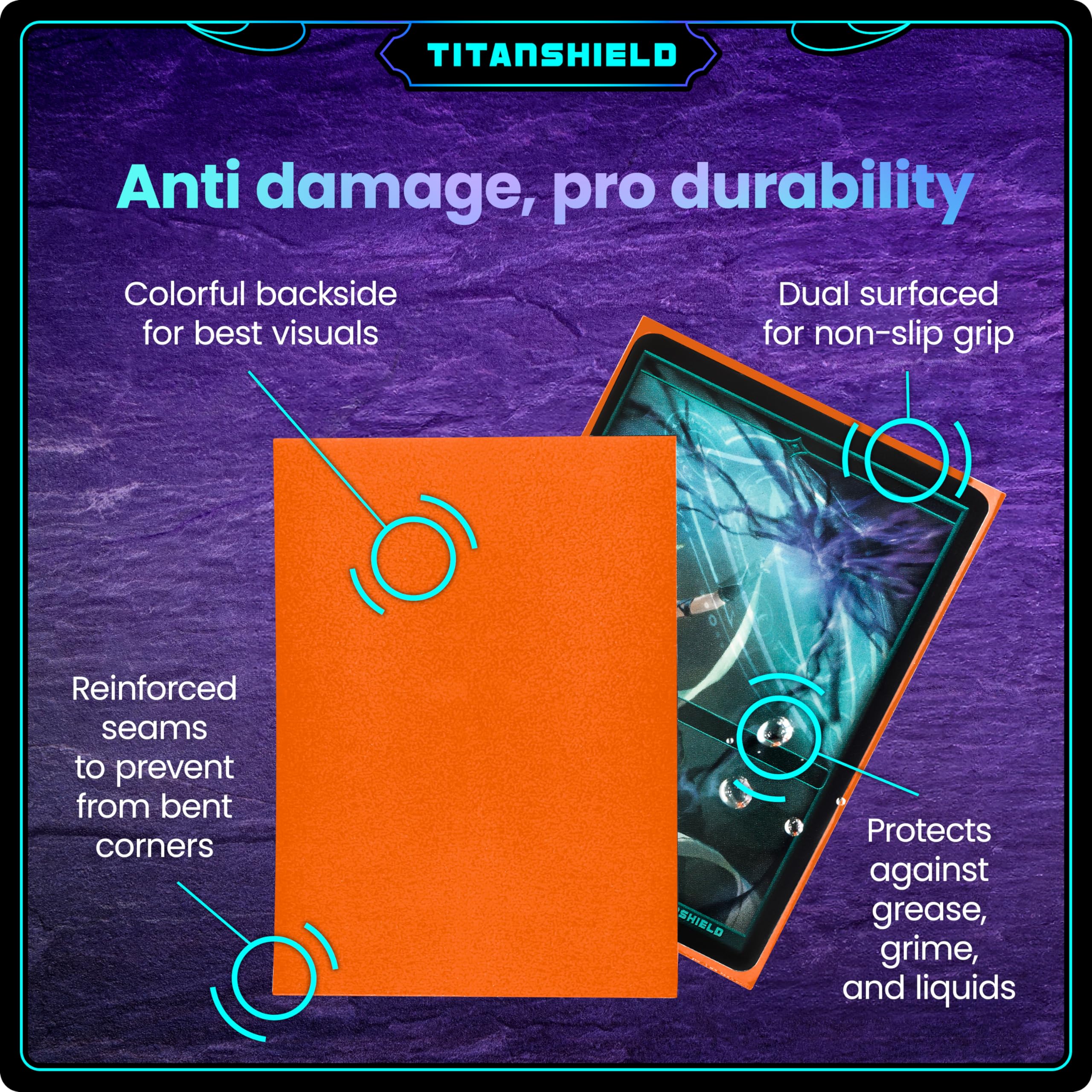 TitanShield Premium Card Sleeves (Ember Orange, Standard 66x91mm, 150-Pack) – Dual-Textured Matte Back & Glossy Front
