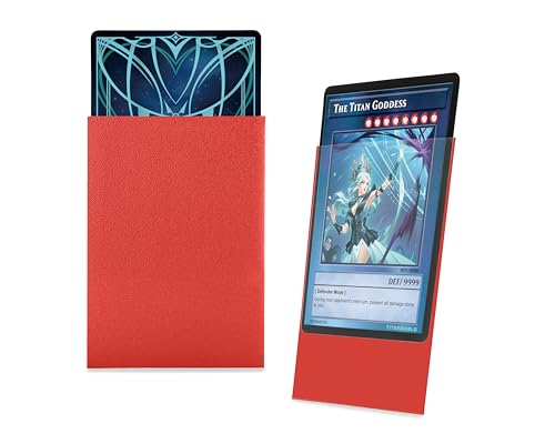 TitanShield Red Small Japanese Size Card Sleeves (150 Pack) – 140-Micron Deck Protectors for Yu-Gi-Oh & Vanguard