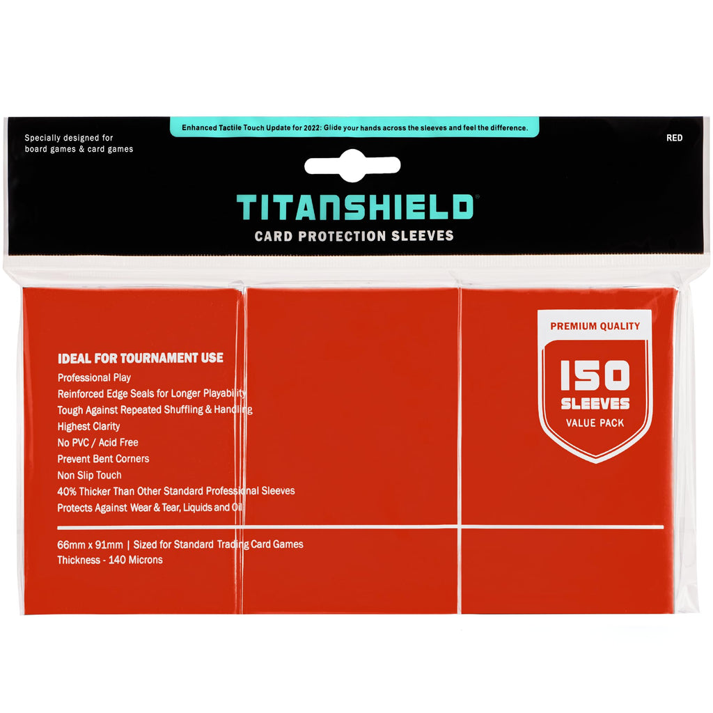 TitanShield Red Standard Card Sleeves (150 Pack) - 66x91mm for Pokemon, MTG, Lorcana & More