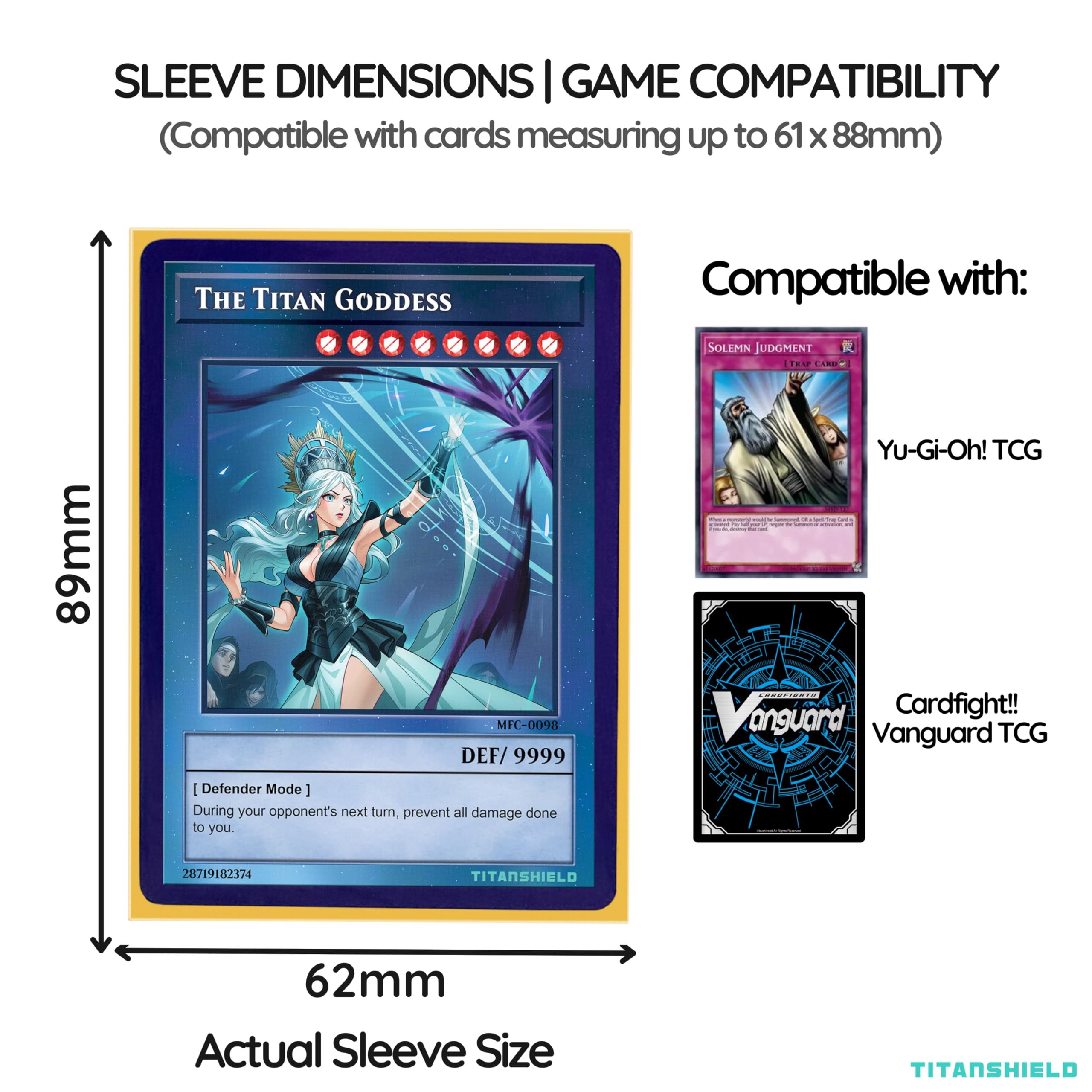 TitanShield Small Japanese Size Card Sleeves (150 Pack, Yellow) – Deck Protectors for Yu-Gi-Oh, Vanguard & More