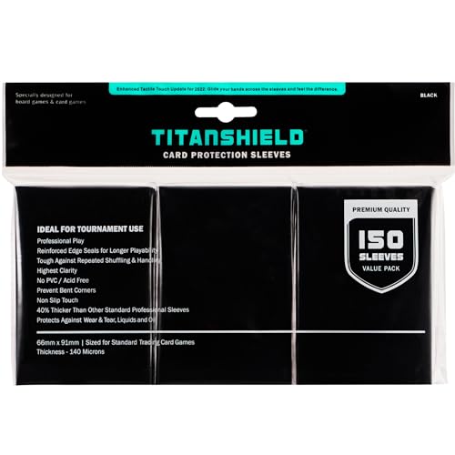 TitanShield Standard Card Sleeves (150-Pack) - 66x91mm Black, Compatible with MTG, Pokemon, Lorcana, One Piece