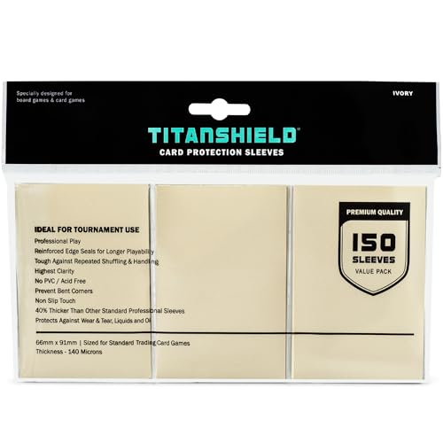 TitanShield Standard Card Sleeves (150 Pack) - Ivory, 66x91mm, Premium Polypropylene Protection
