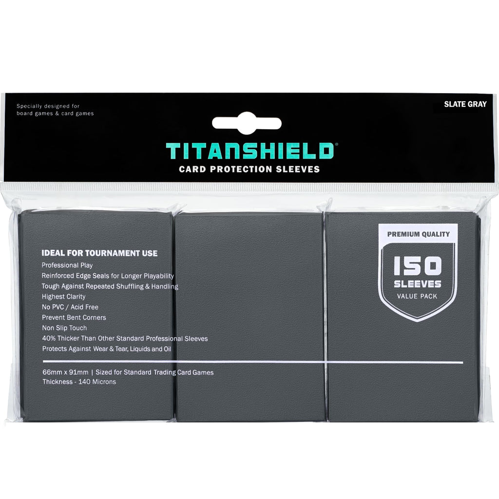 TitanShield Standard Card Sleeves (150 Pack) – 100-Micron, Dual-Textured, Acid-Free – Slate Gray
