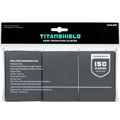 TitanShield Standard Card Sleeves (150 Pack) – 100-Micron, Dual-Textured, Acid-Free – Slate Gray