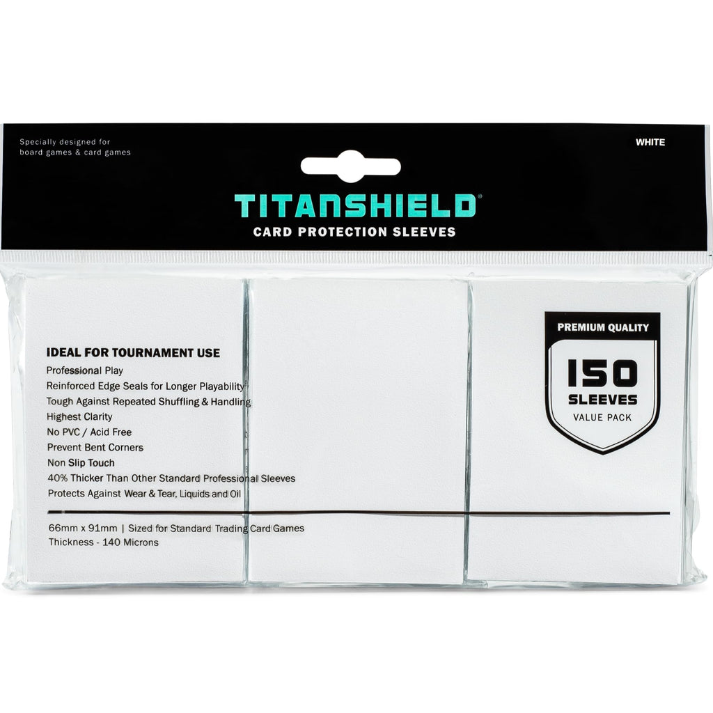 TitanShield Standard Card Sleeves 150 Pack – 66x91mm White Polypropylene for TCG