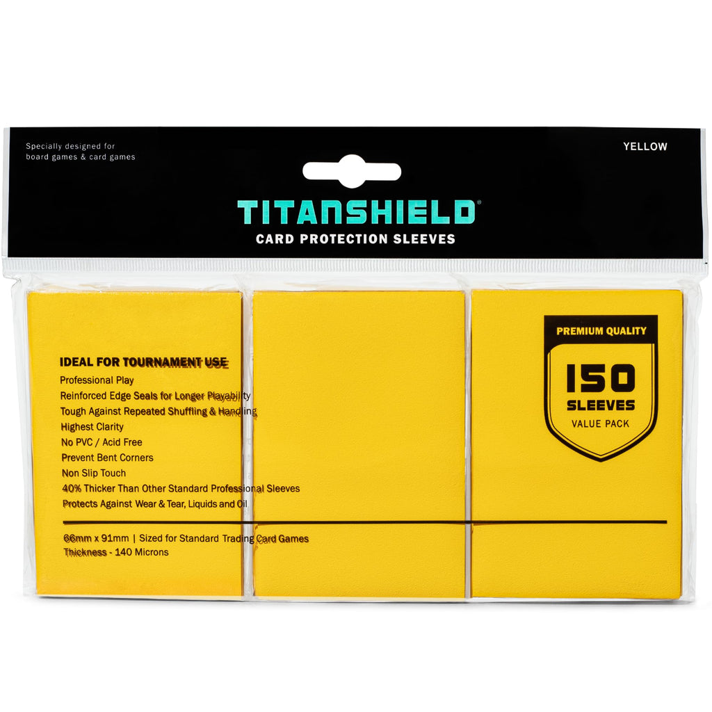 TitanShield Standard Card Sleeves (Yellow, 150-Pack) – 66x91mm Premium Protection for TCG Collections