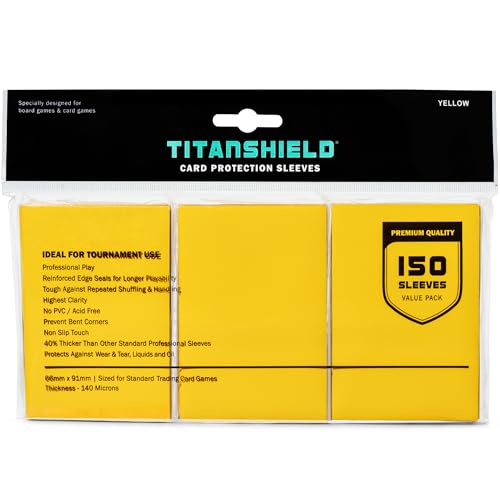 TitanShield Standard Card Sleeves (Yellow, 150-Pack) – 66x91mm Premium Protection for TCG Collections