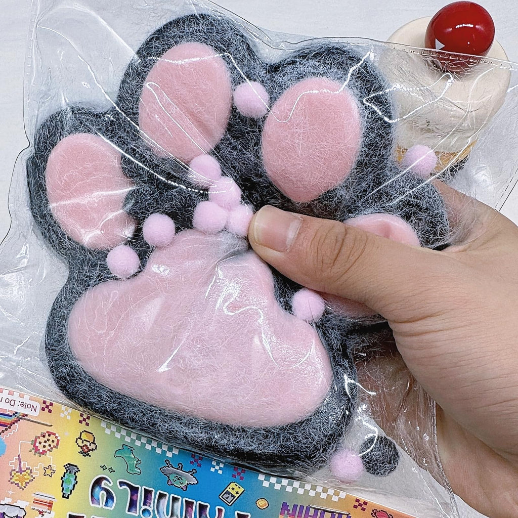 Titata Taba Giant Cat Paw Squishy Toy – Oversized Stress Relief Fidget for Kids & Adults (Black & Pink)