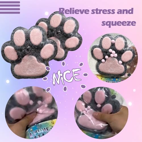 Titata Taba Giant Cat Paw Squishy Toy – Oversized Stress Relief Fidget for Kids & Adults (Black & Pink)