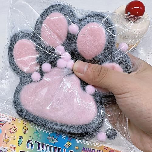 Titata Taba Giant Cat Paw Squishy Toy – Oversized Stress Relief Fidget for Kids & Adults (Black & Pink)