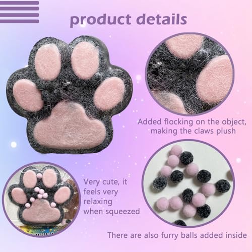 Titata Taba Giant Cat Paw Squishy Toy – Oversized Stress Relief Fidget for Kids & Adults (Black & Pink)
