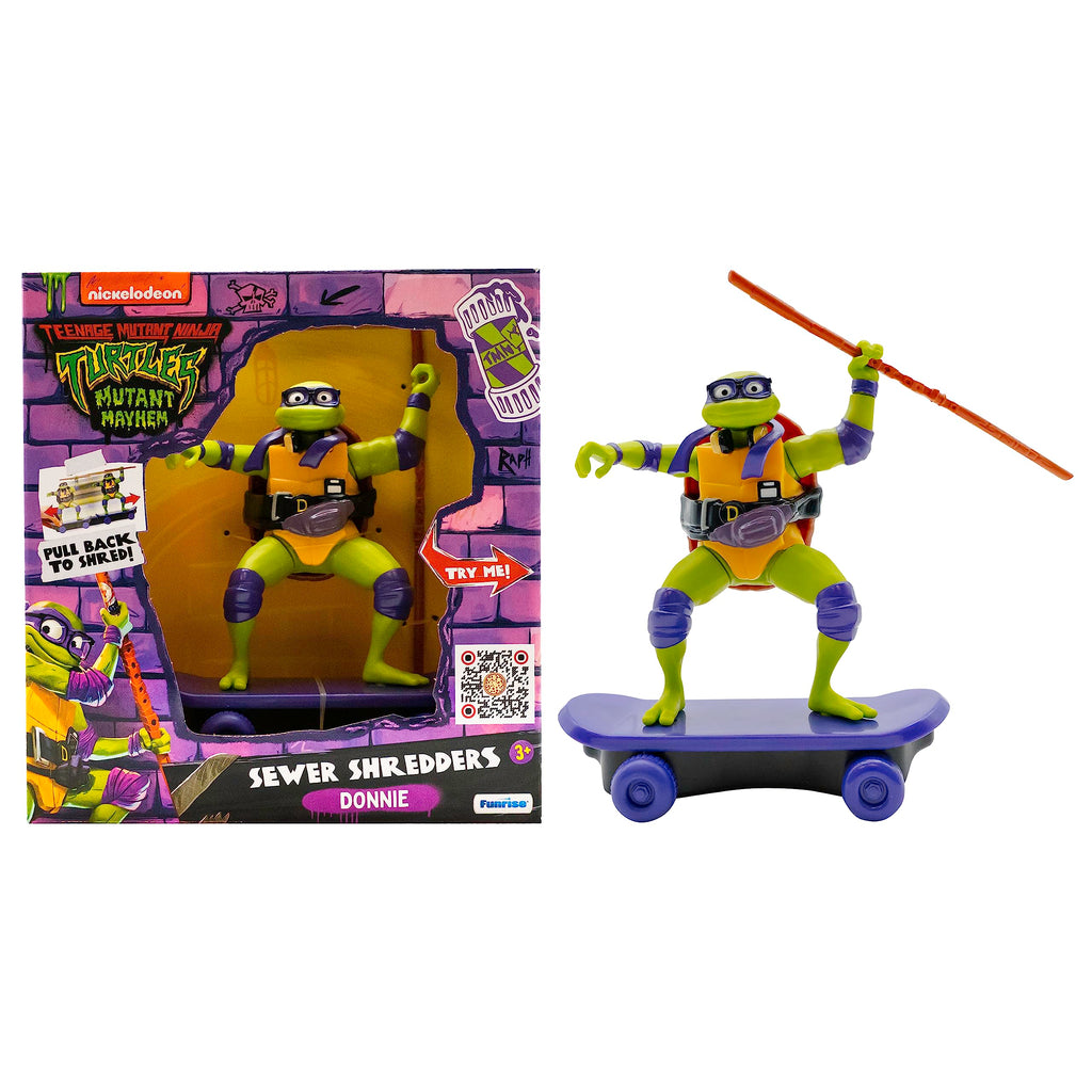 TMNT Donatello Sewer Shredder Pullback Skateboard Toy - Mutant Mayhem