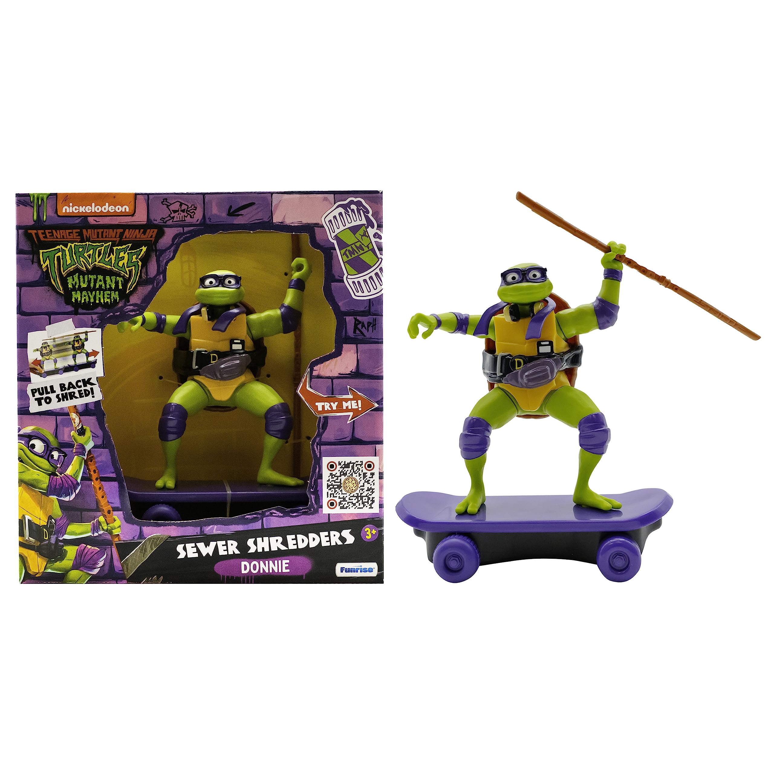TMNT Donatello Sewer Shredder Pullback Skateboard Toy - Mutant Mayhem
