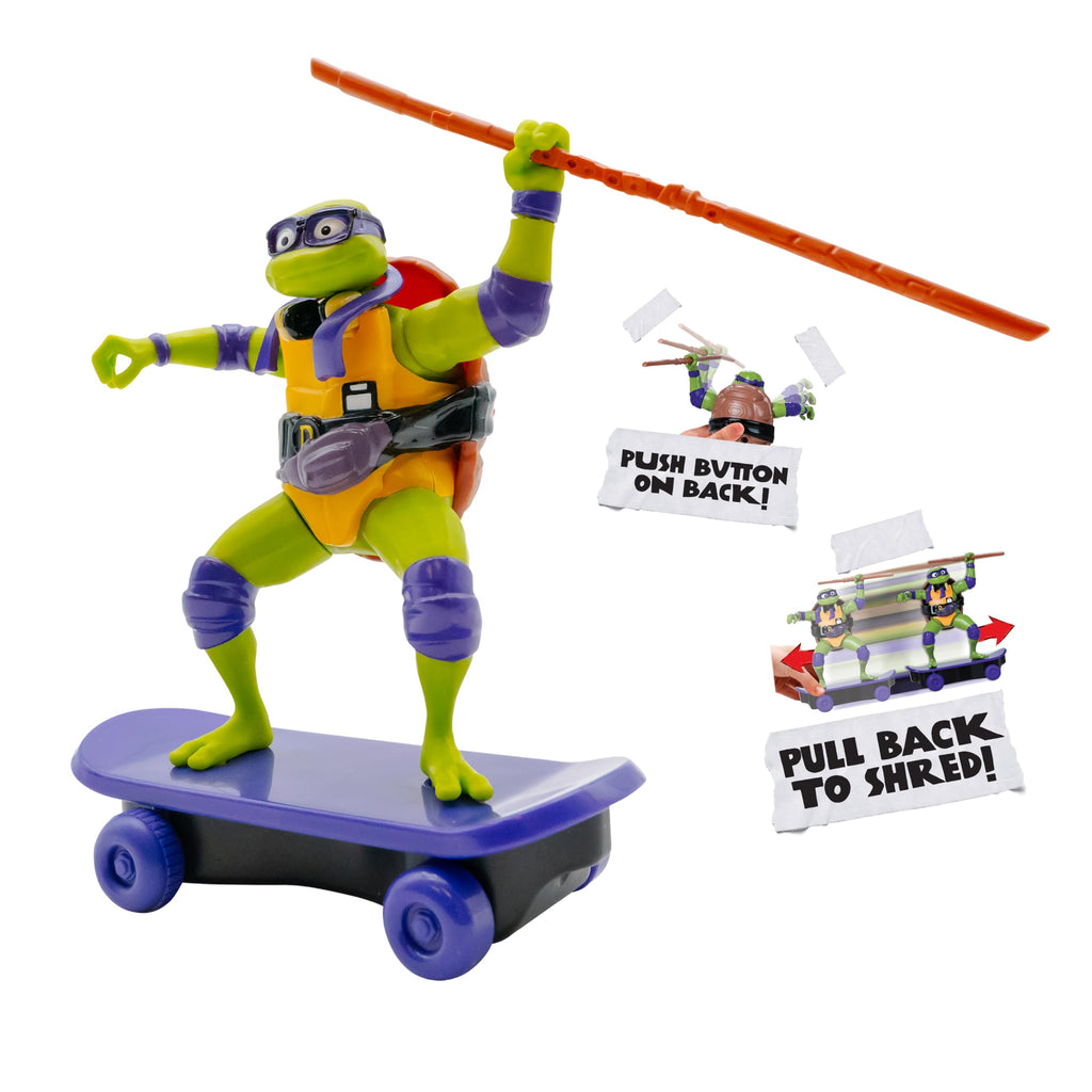TMNT Donatello Sewer Shredder Pullback Skateboard Toy - Mutant Mayhem