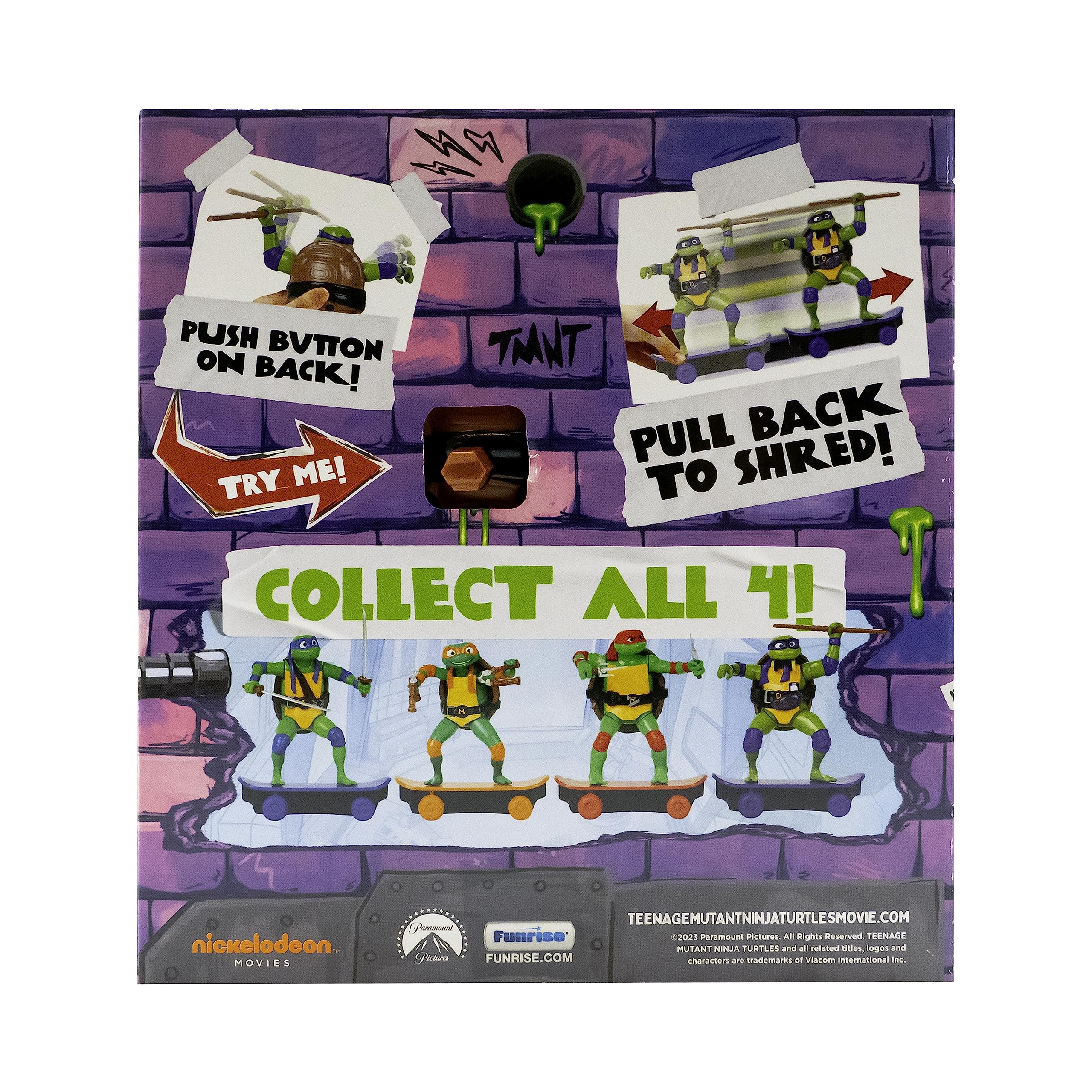 TMNT Donatello Sewer Shredder Pullback Skateboard Toy - Mutant Mayhem