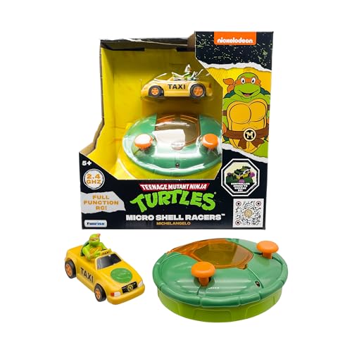 TMNT Michelangelo Micro Shell Racer RC Vehicle – 2.4 GHz Remote Control Taxi Cab for Kids Ages 5+