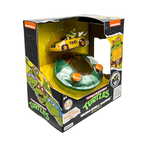 TMNT Michelangelo Micro Shell Racer RC Vehicle – 2.4 GHz Remote Control Taxi Cab for Kids Ages 5+