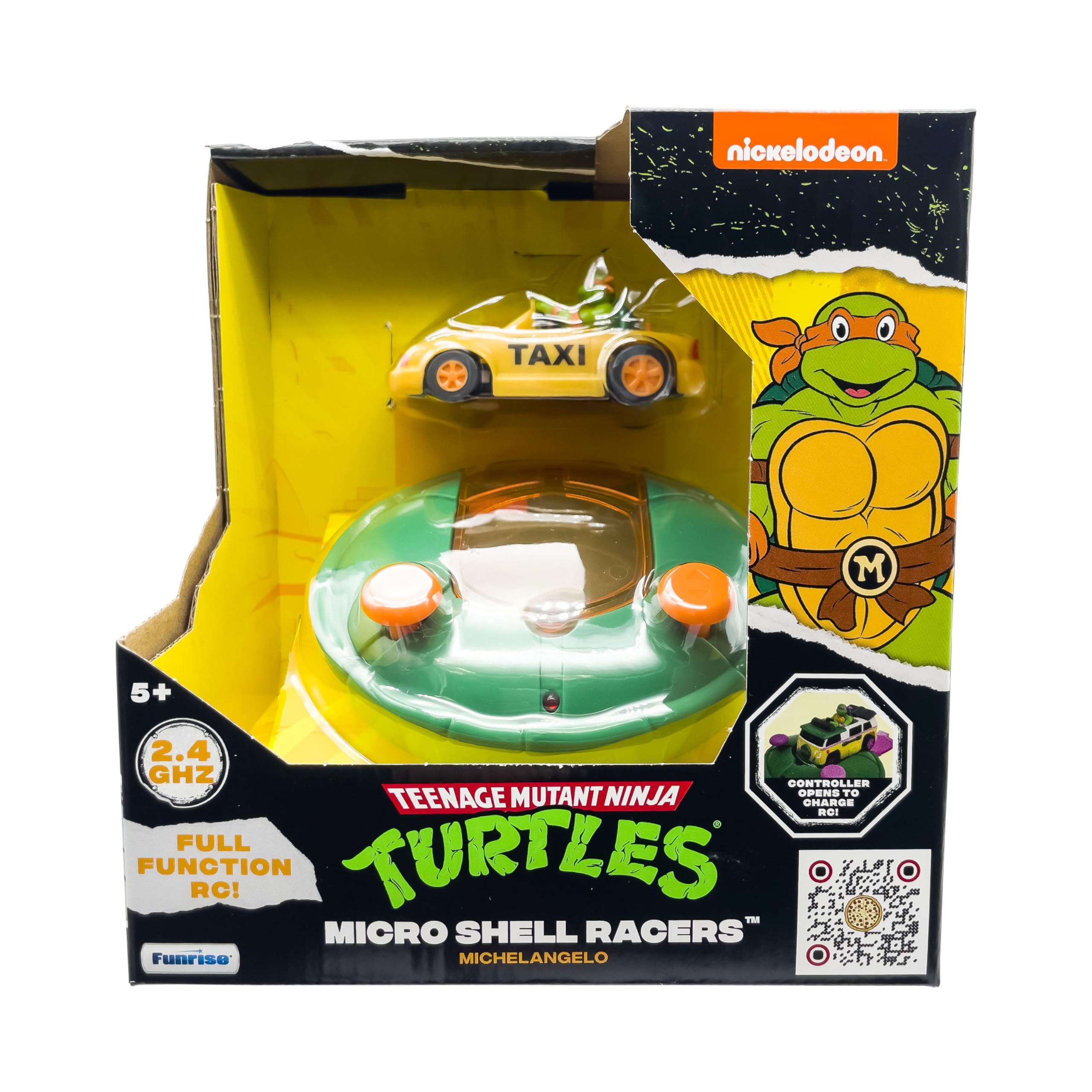 TMNT Michelangelo Micro Shell Racer RC Vehicle – 2.4 GHz Remote Control Taxi Cab for Kids Ages 5+
