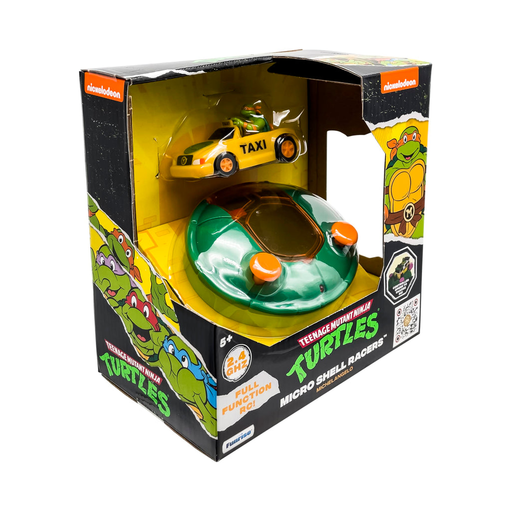 TMNT Michelangelo Micro Shell Racer RC Vehicle – 2.4 GHz Remote Control Taxi Cab for Kids Ages 5+