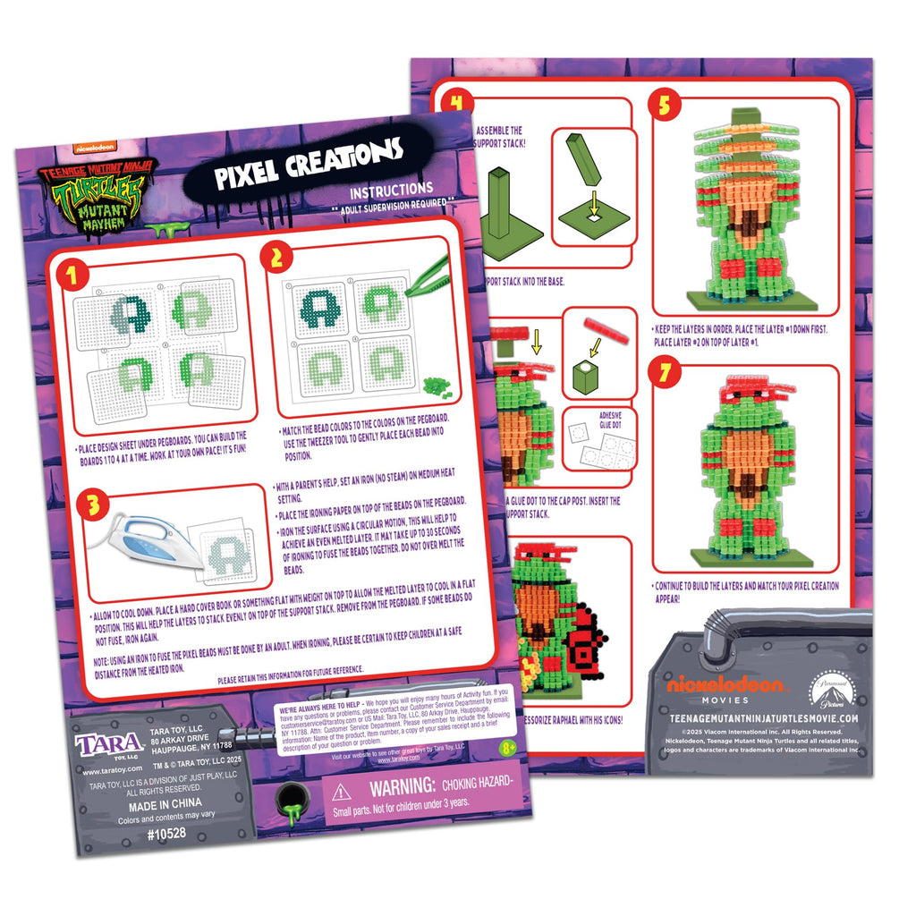 TMNT Pixel Creations Bead Kit – 2500 Beads, Pegboards & Templates for DIY Teenage Mutant Ninja Turtles Crafts